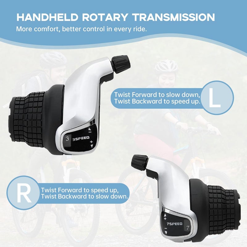 Tailcle 3x7 Speed Grip Shifter, Left 3 Speed Grip Shifter and Right 7 Speed Shifters Bicycle Gear Shifter 21 Speed for MTB City Commuter Youth & Kids Bikes (Black and Silver) - Image 5